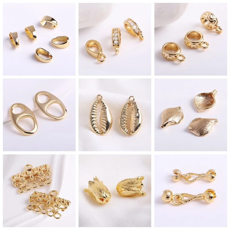 14K Gold Plated Lobster Claw Clasps with Extender Chain Brass Metal Extension Extended Lobster Tail Chains Clasps Connectors