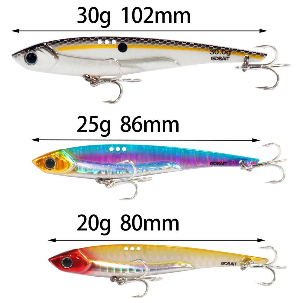 VIB Fishing Lure 20g 25g 30g Metal Jig Sinking Big Blade Long Cast Treble Hooks Spinner Spoon VIBRATION Tackle Pesca Hard Bait