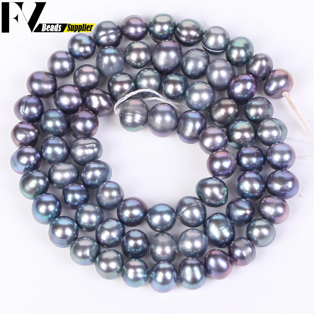 Natural Freshwater Pearl Beads High Quality Black Round Pearls Beads For Jewelry Making Fit DIY Women Bracelet Necklace Earrings