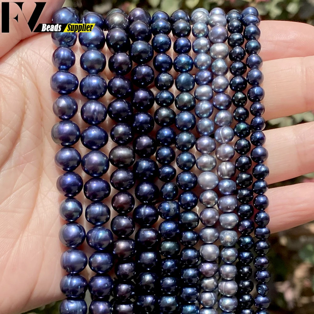 Natural Freshwater Pearl Beads High Quality Black Round Pearls Beads For Jewelry Making Fit DIY Women Bracelet Necklace Earrings