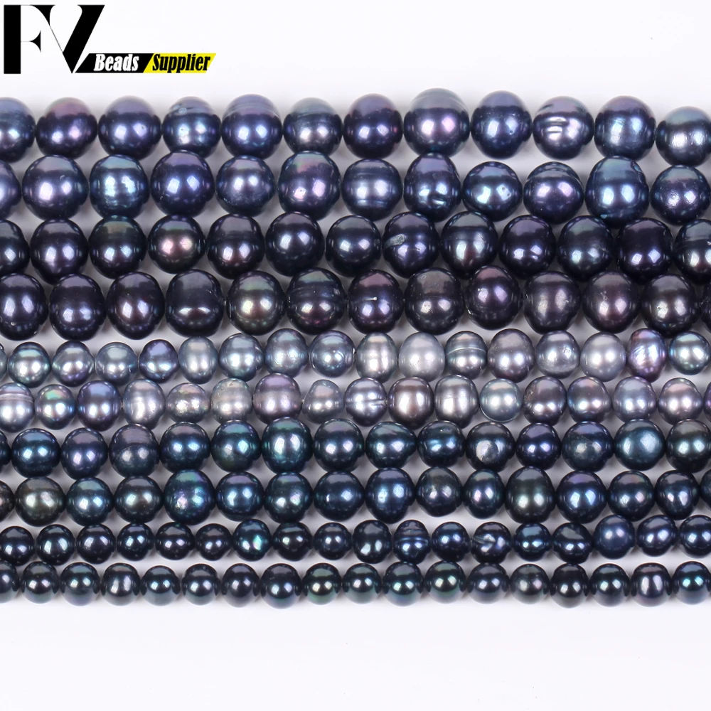 Natural Freshwater Pearl Beads High Quality Black Round Pearls Beads For Jewelry Making Fit DIY Women Bracelet Necklace Earrings