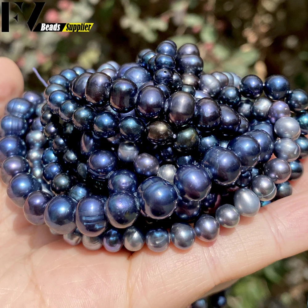 Natural Freshwater Pearl Beads High Quality Black Round Pearls Beads For Jewelry Making Fit DIY Women Bracelet Necklace Earrings