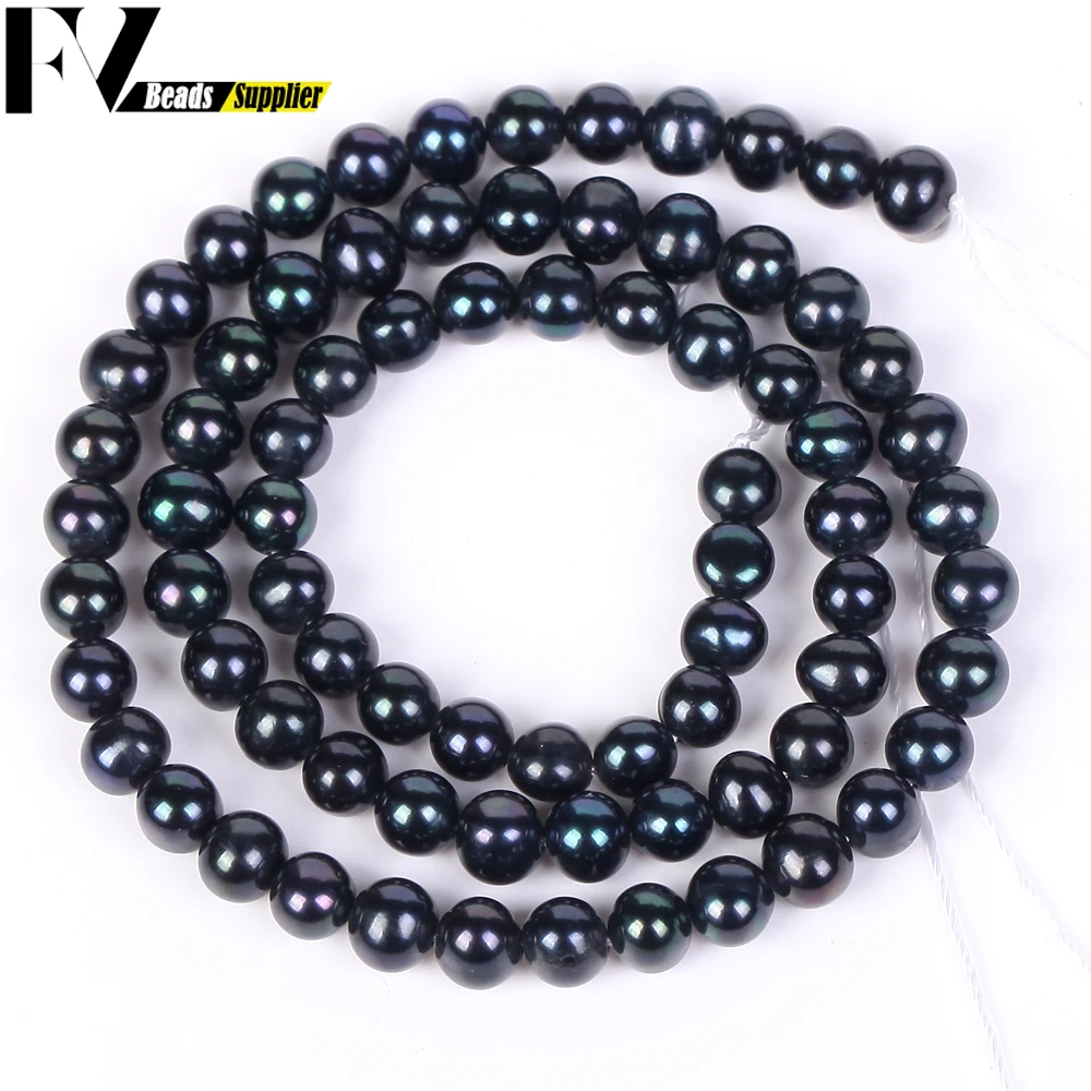 Natural Freshwater Pearl Beads High Quality Black Round Pearls Beads For Jewelry Making Fit DIY Women Bracelet Necklace Earrings