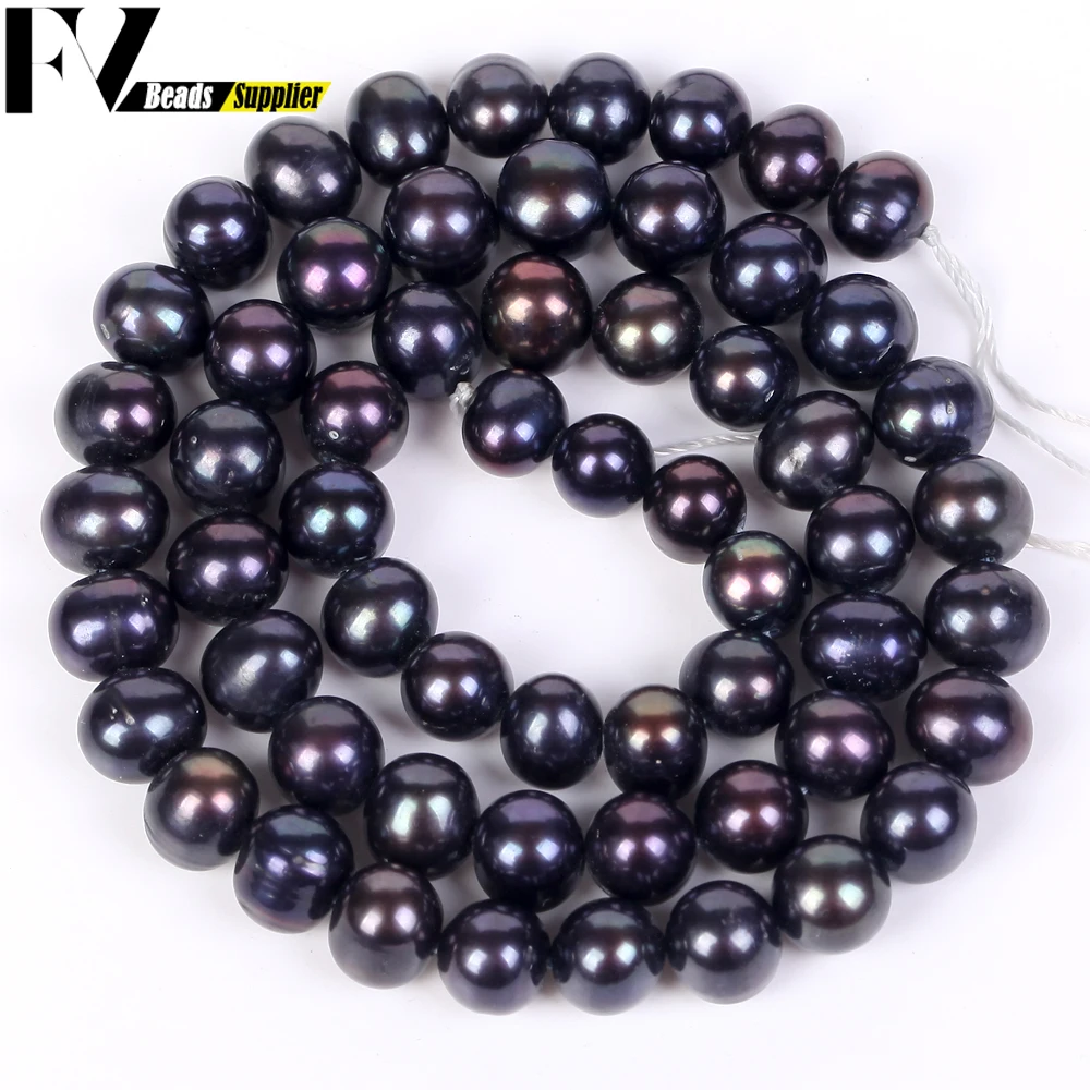 Natural Freshwater Pearl Beads High Quality Black Round Pearls Beads For Jewelry Making Fit DIY Women Bracelet Necklace Earrings