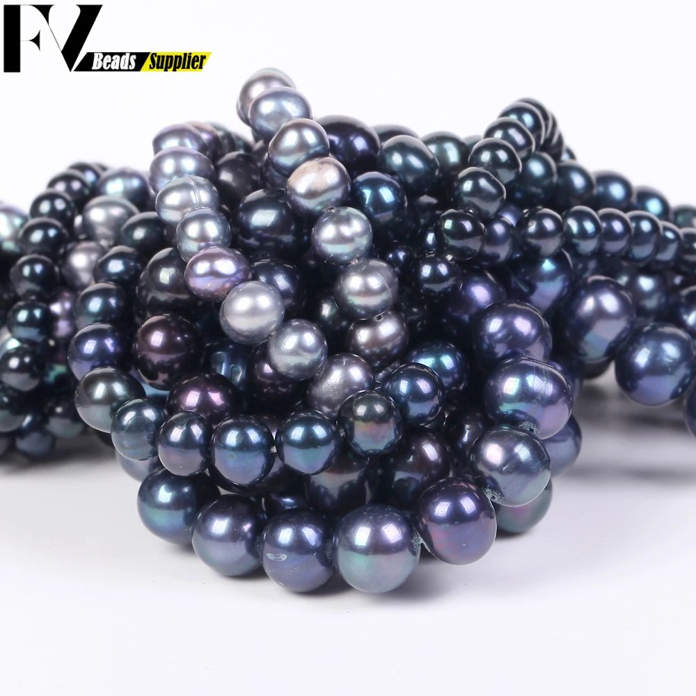 Natural Freshwater Pearl Beads High Quality Black Round Pearls Beads For Jewelry Making Fit DIY Women Bracelet Necklace Earrings