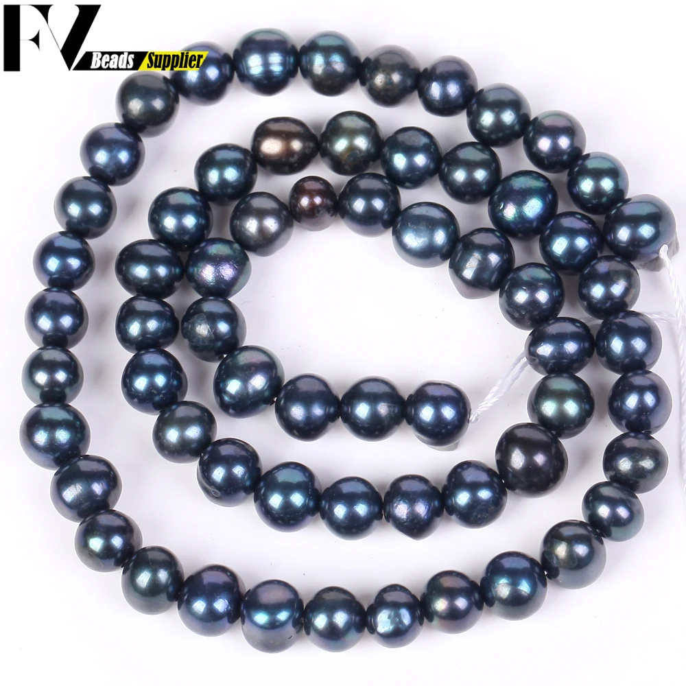 Natural Freshwater Pearl Beads High Quality Black Round Pearls Beads For Jewelry Making Fit DIY Women Bracelet Necklace Earrings