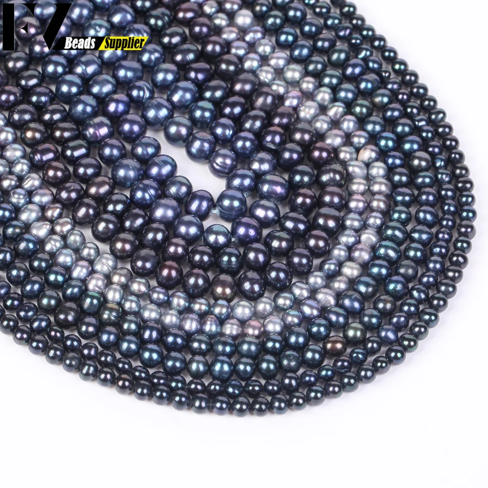 Natural Freshwater Pearl Beads High Quality Black Round Pearls Beads For Jewelry Making Fit DIY Women Bracelet Necklace Earrings