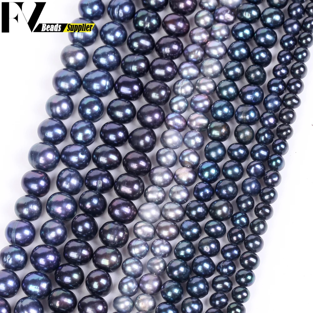 Natural Freshwater Pearl Beads High Quality Black Round Pearls Beads For Jewelry Making Fit DIY Women Bracelet Necklace Earrings