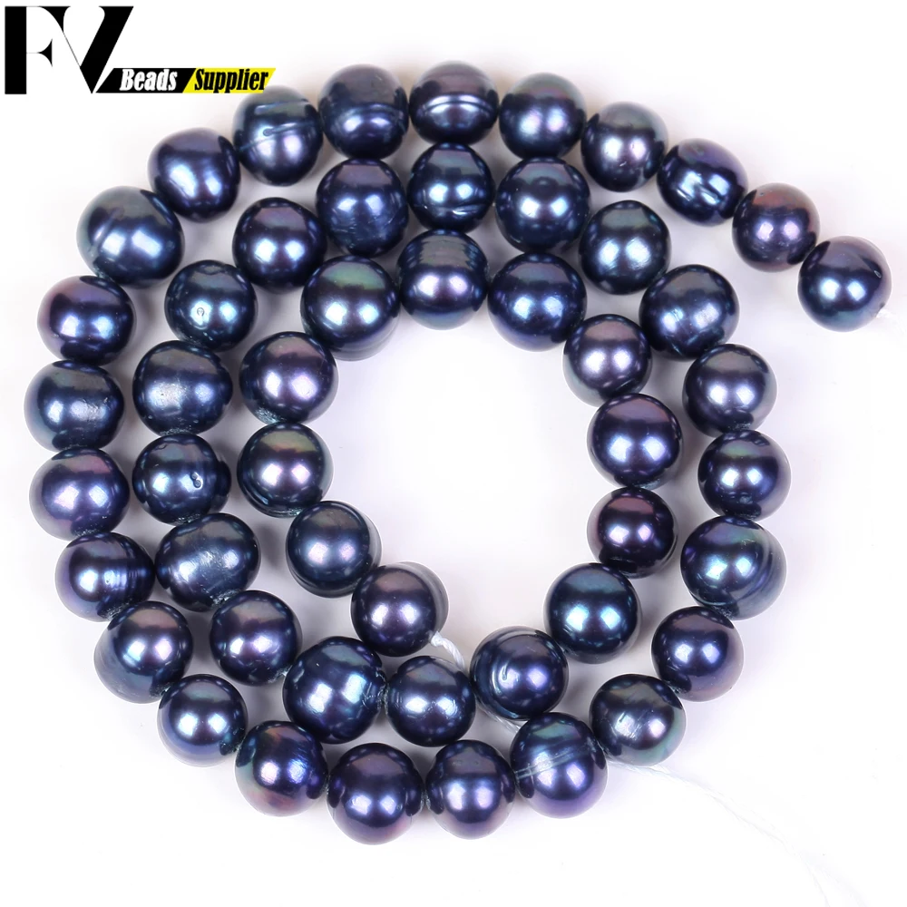 Natural Freshwater Pearl Beads High Quality Black Round Pearls Beads For Jewelry Making Fit DIY Women Bracelet Necklace Earrings
