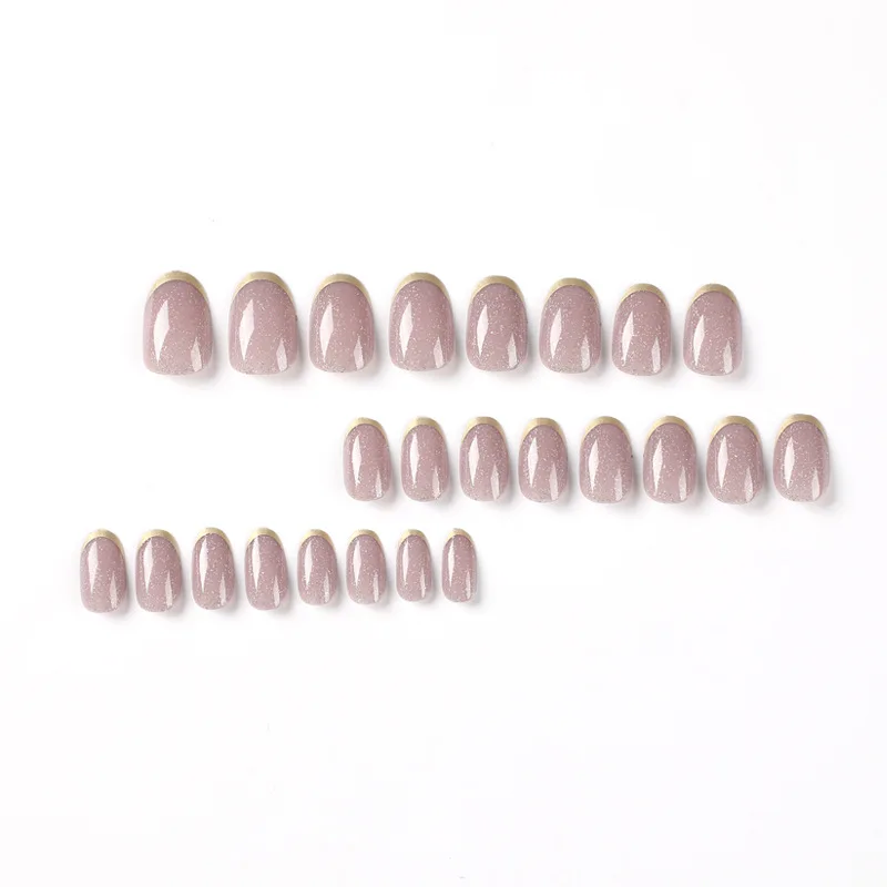 24pcs Glitter Fake Nails Purple Shiny Cat Eye Press On Nails Almond Head Manicure Nail Tips Pink/Blue False Nail Patch For Girl