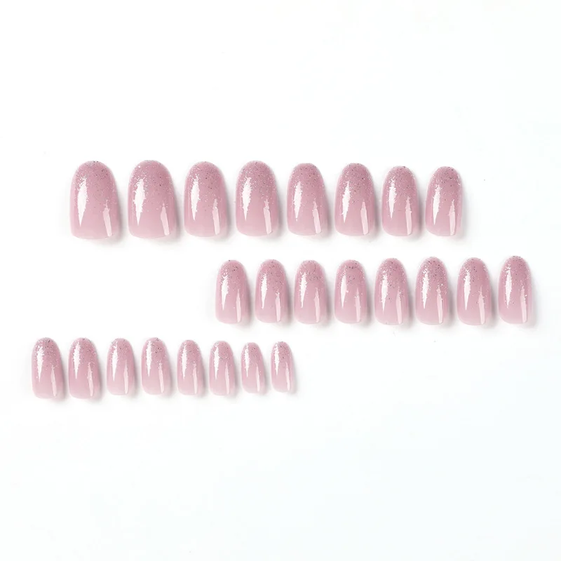 24pcs Glitter Fake Nails Purple Shiny Cat Eye Press On Nails Almond Head Manicure Nail Tips Pink/Blue False Nail Patch For Girl