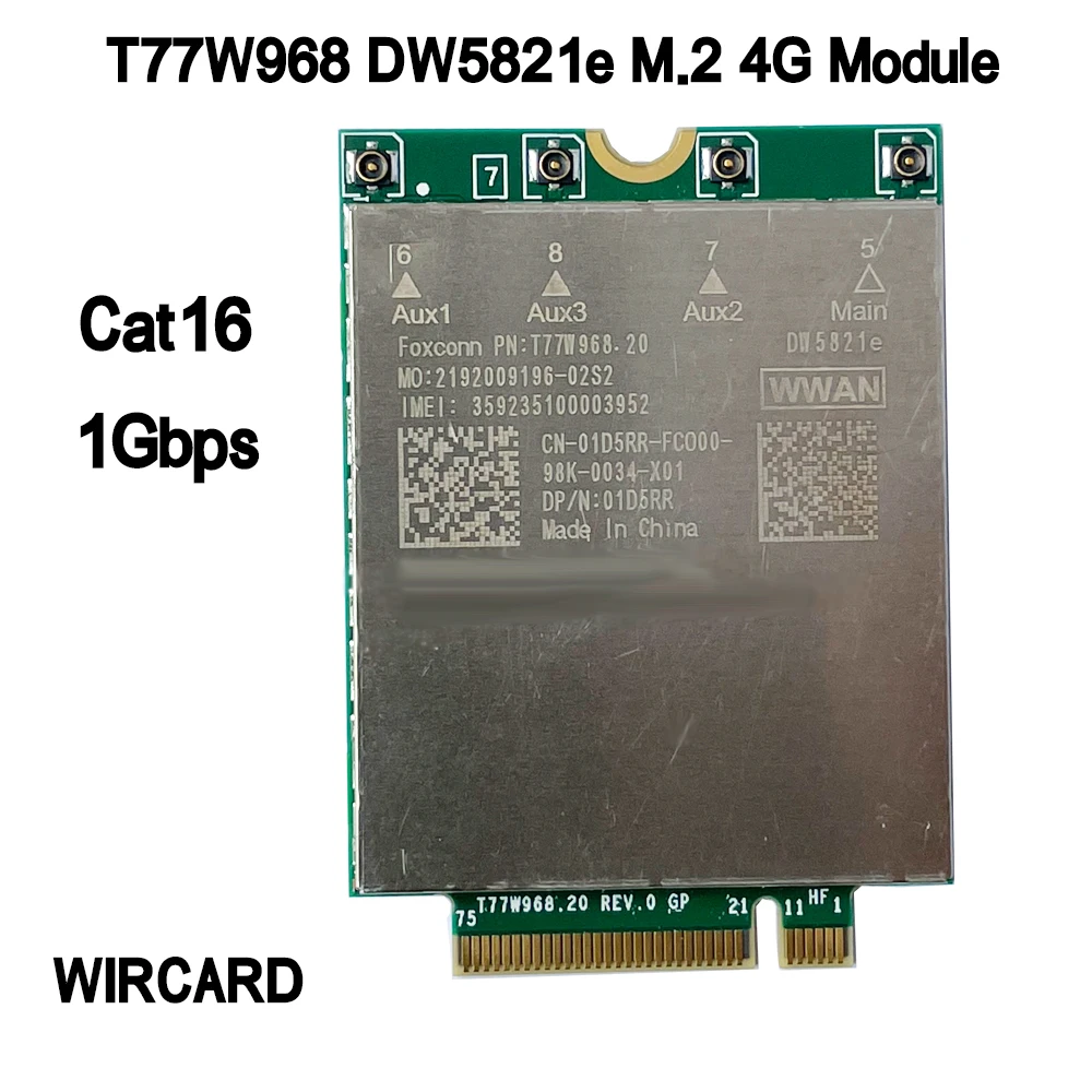 T77W968 DW5821e-eSIM X20 LTE Cat16 1Gbps FDD-LTE TDD-LTE 4G Module For Dell 5420 5424 7424 7400 7210 Laptop