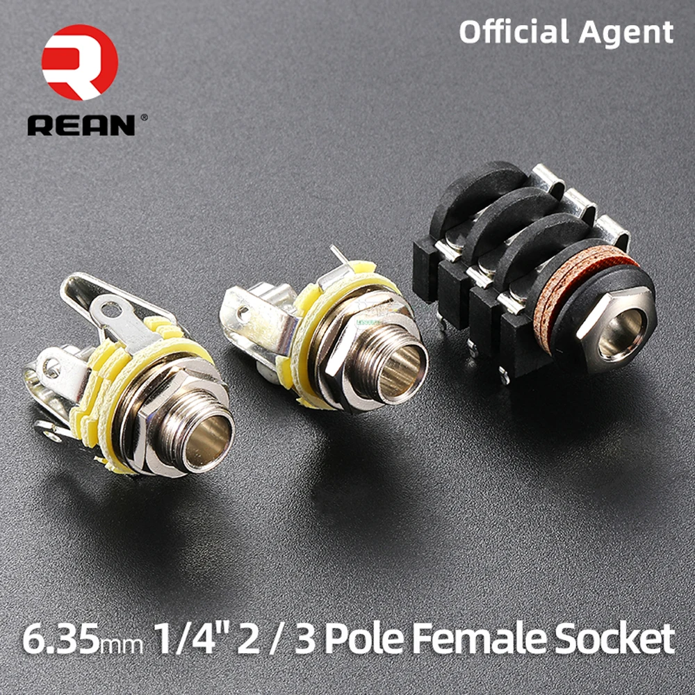 Neutrik's REAN TRS Stereo 6.35mm Metal Female Jack 3 Pole NYS230 Audio Panel Mounting Socket 1/4" TS Mono Jack,PCB Socket NYS215