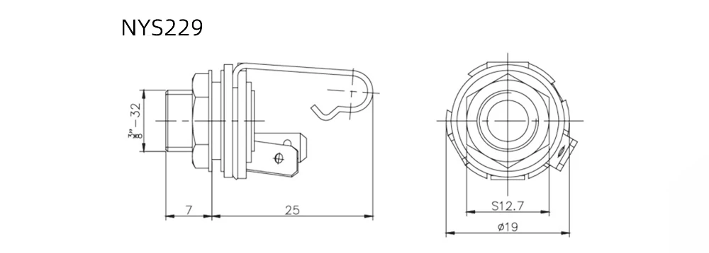 Neutrik's REAN TRS Stereo 6.35mm Metal Female Jack 3 Pole NYS230 Audio Panel Mounting Socket 1/4" TS Mono Jack,PCB Socket NYS215