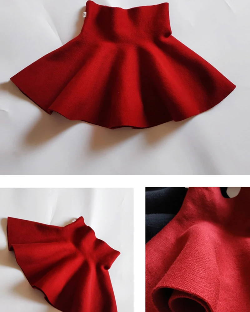 2-10Year Toddler Baby Girl Knit Tutu Skirt For Kids Autumn Winter Princess Skirts Mini Pleated Children's Clothing Girls Clothes