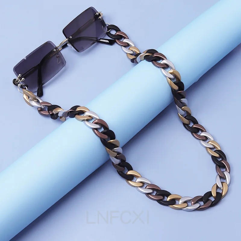 New Matte Retro Acrylic Glasses Chain Lanyards Gold Color Reading Glasses Hanging Neck Chains Sunglasses Chain Straps