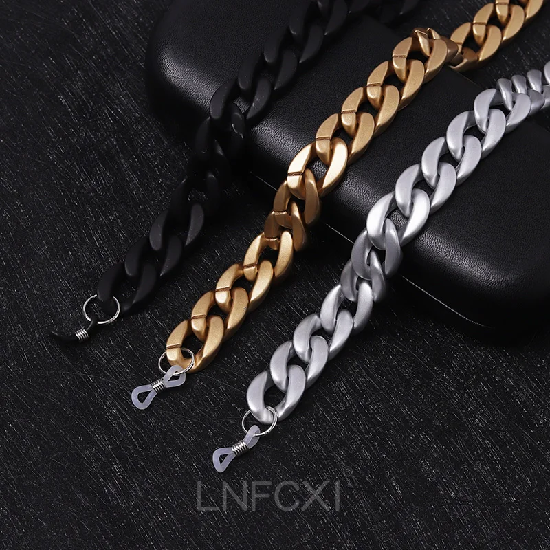 New Matte Retro Acrylic Glasses Chain Lanyards Gold Color Reading Glasses Hanging Neck Chains Sunglasses Chain Straps