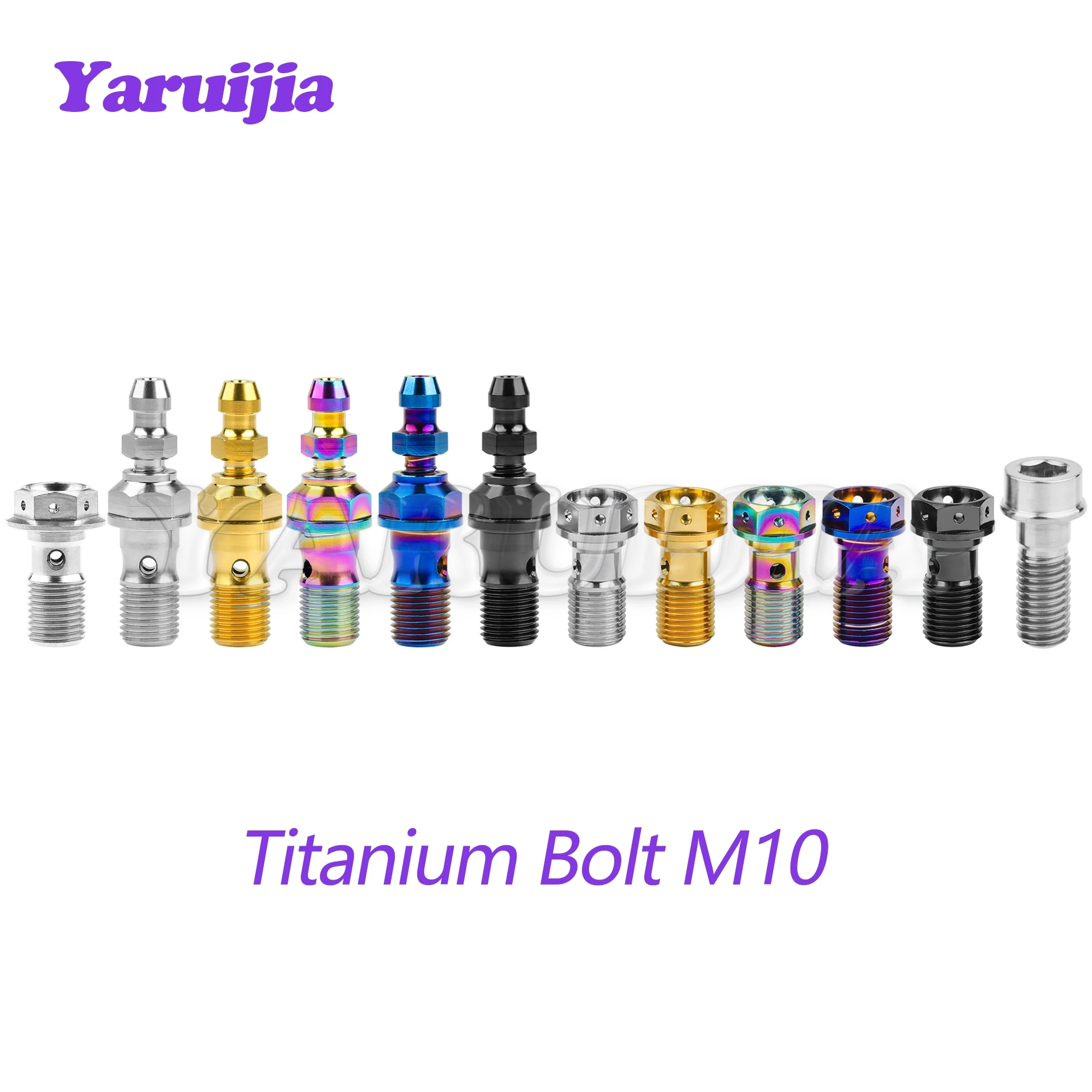 Yaruijia Titanium Bolts M10 Pitch 1.0/1.25/1.5mm Double Single Clutch Slave Cylinder Banjo Bolt with Bleeder Valve for Ducati