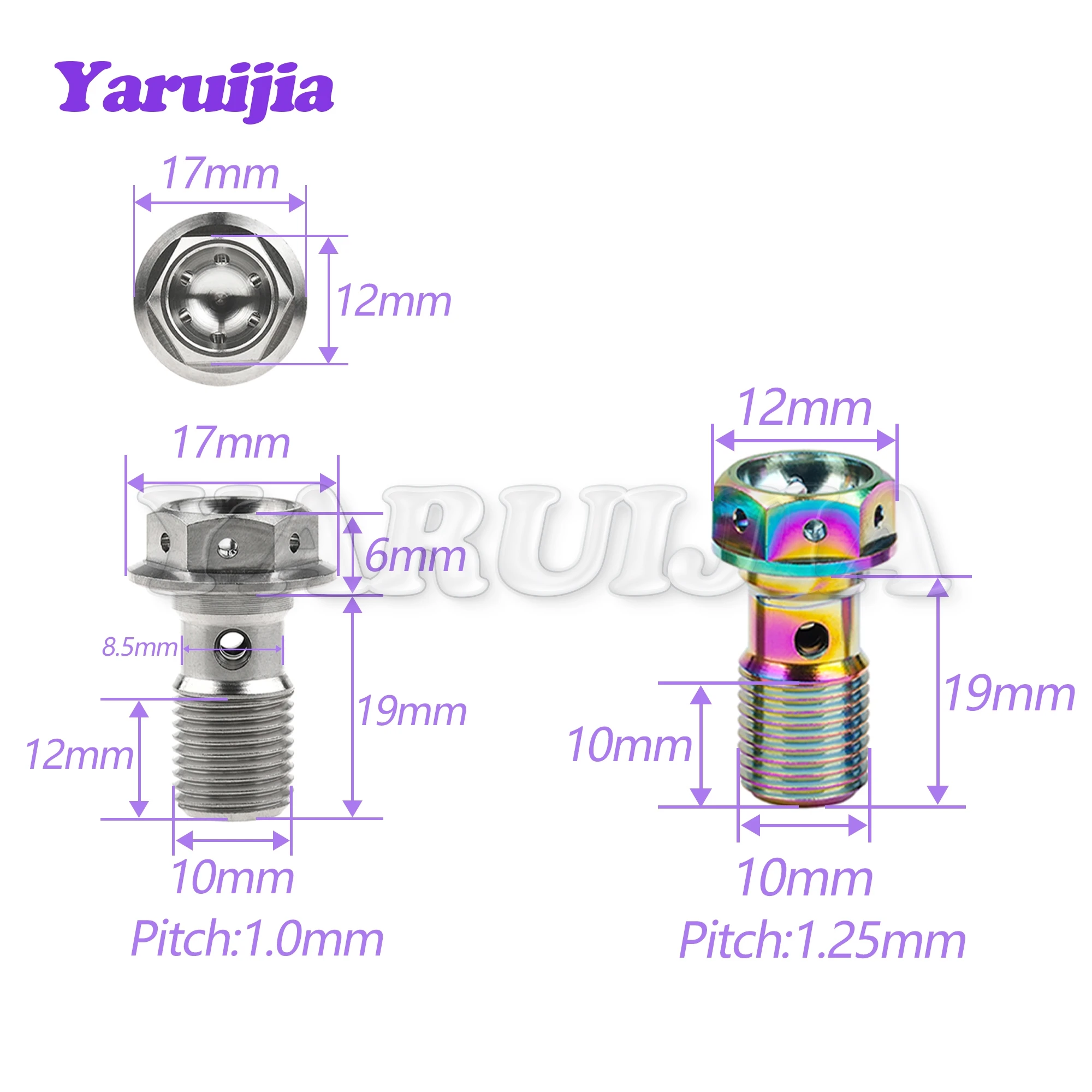 Yaruijia Titanium Bolts M10 Pitch 1.0/1.25/1.5mm Double Single Clutch Slave Cylinder Banjo Bolt with Bleeder Valve for Ducati