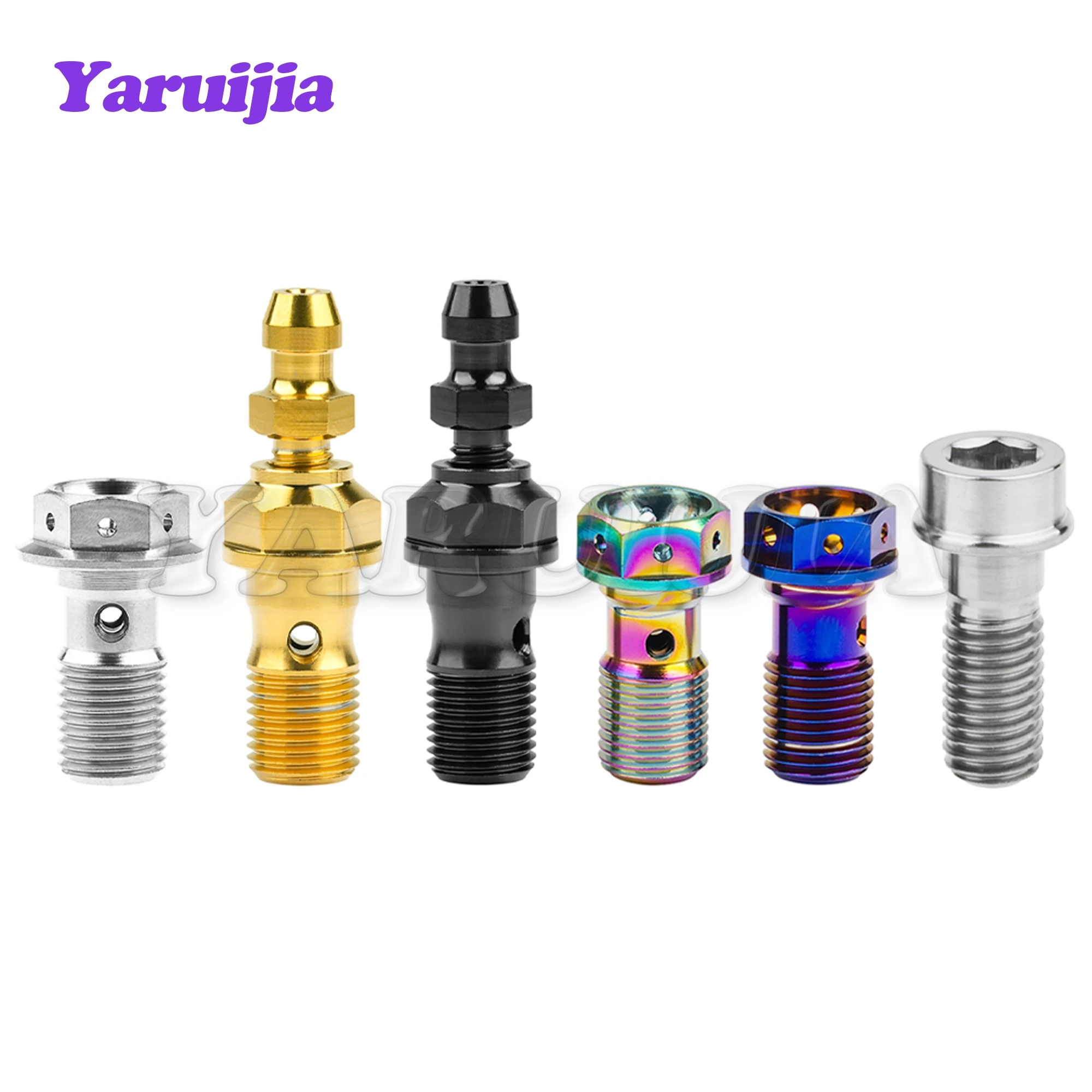 Yaruijia Titanium Bolts M10 Pitch 1.0/1.25/1.5mm Double Single Clutch Slave Cylinder Banjo Bolt with Bleeder Valve for Ducati