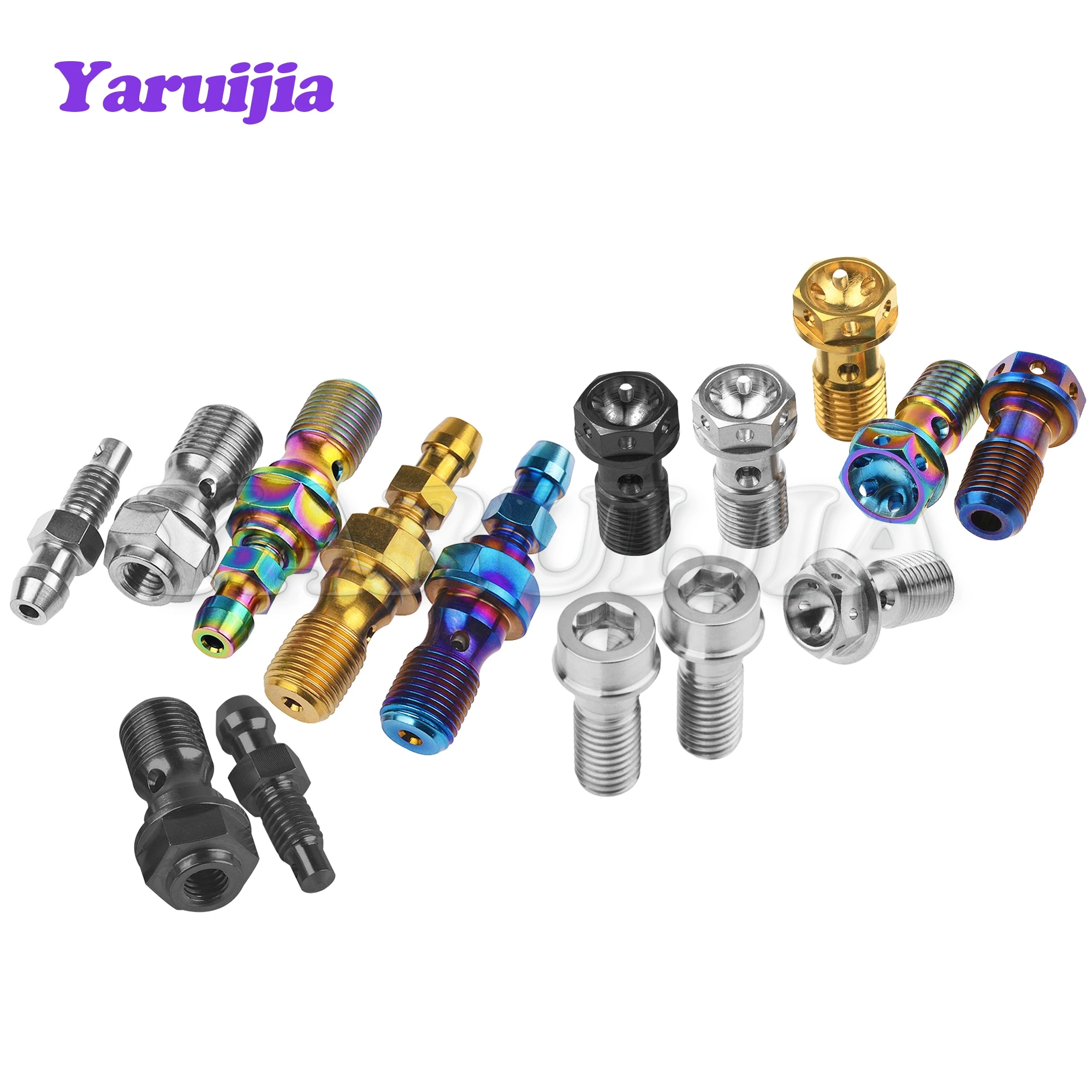 Yaruijia Titanium Bolts M10 Pitch 1.0/1.25/1.5mm Double Single Clutch Slave Cylinder Banjo Bolt with Bleeder Valve for Ducati