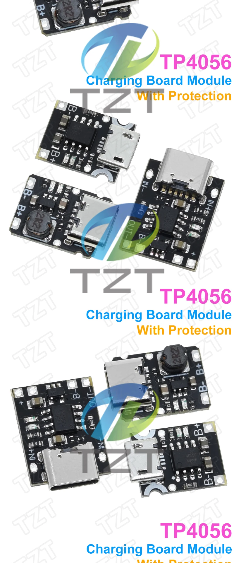 TZT 1/5/10PCS Type-C USB TP4056 1A Lithium Battery Charging Protection Board Module Polymer Battery With Temperature Protection