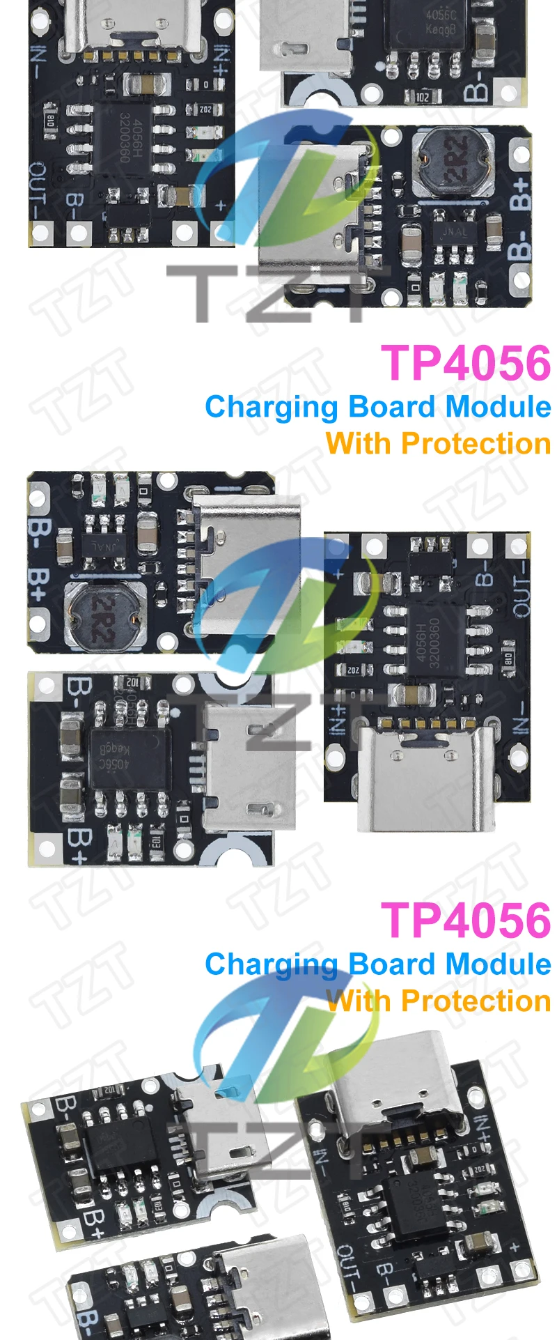 TZT 1/5/10PCS Type-C USB TP4056 1A Lithium Battery Charging Protection Board Module Polymer Battery With Temperature Protection
