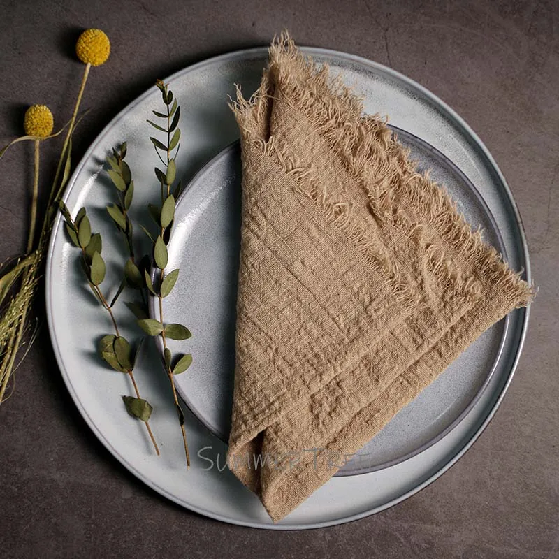 Large Napkins Cotton Gauze 41cm Napkin Muslin Tea Towels Dinner Retro Cheesecloth Wedding Party Rustic Table Decoration 16inch