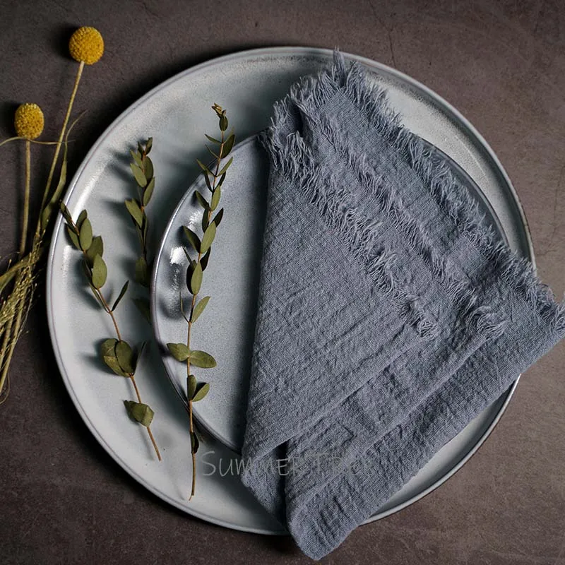 Large Napkins Cotton Gauze 41cm Napkin Muslin Tea Towels Dinner Retro Cheesecloth Wedding Party Rustic Table Decoration 16inch