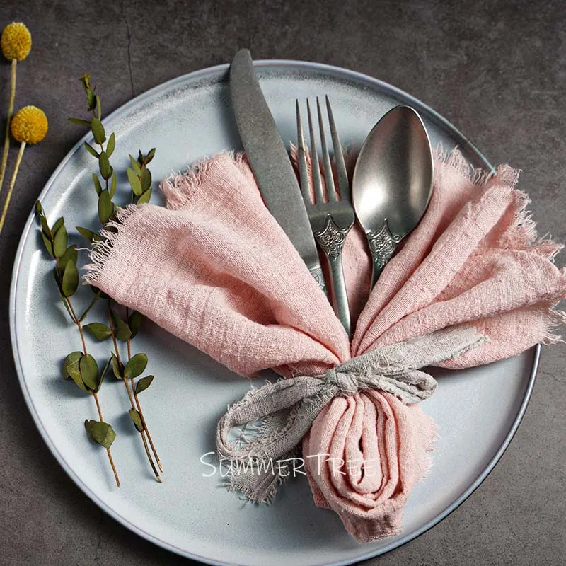 Large Napkins Cotton Gauze 41cm Napkin Muslin Tea Towels Dinner Retro Cheesecloth Wedding Party Rustic Table Decoration 16inch
