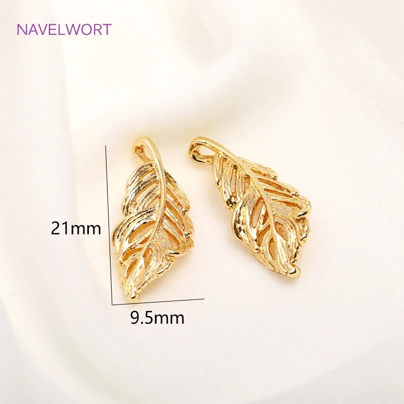 Trendy 14K Gold Plated Curly Leaves Charms,Brass Metal Hollow Leaves Pendants DIY Jewelry Making Accessories Wholesale
