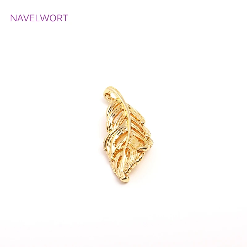 Trendy 14K Gold Plated Curly Leaves Charms,Brass Metal Hollow Leaves Pendants DIY Jewelry Making Accessories Wholesale