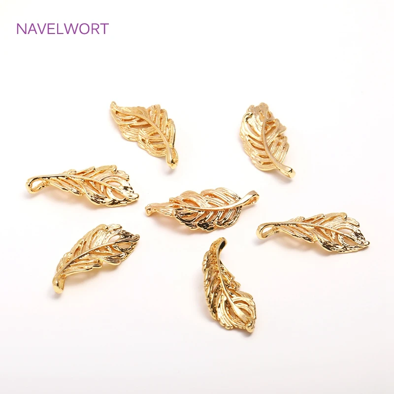Trendy 14K Gold Plated Curly Leaves Charms,Brass Metal Hollow Leaves Pendants DIY Jewelry Making Accessories Wholesale
