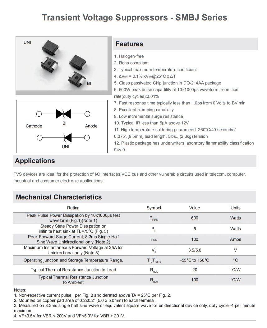 10 Pcs/Lot SMD TVS Diode SMBJ13A SMBJ14A SMBJ15A SMBJ16A SMBJ17A SMBJ18A SMBJ20A SMBJ22A SMBJ24A SMBJ26A SMBJ28A SMBJ30A SMBJ33A