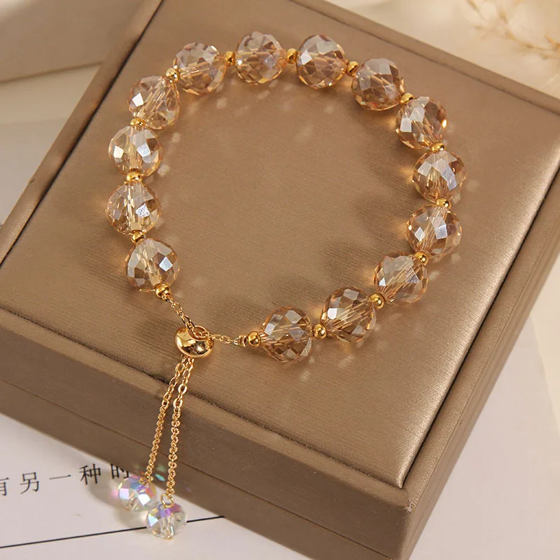 CARLIDANA Fashion Colorful Artificial Austria Crystal Bracelet New Shiny Stone Beads Rope Chain Strand Bracelets for Women Party