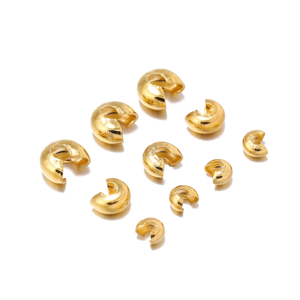 50Pcs/Lot 3/4/5mm Stainless Steel Cover Crimp Bead Spacer Stopper Crimps Beads for DIY Jewelry Making Findings Accessories