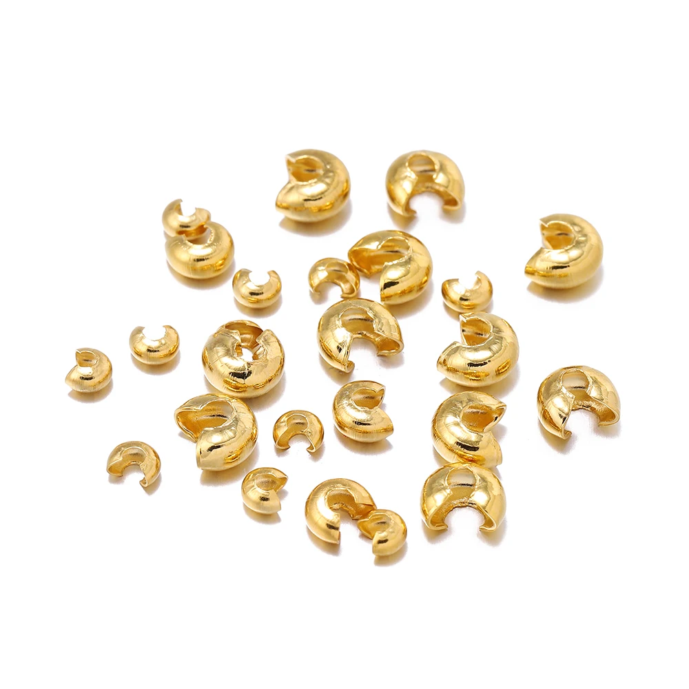 50Pcs/Lot 3/4/5mm Stainless Steel Cover Crimp Bead Spacer Stopper Crimps Beads for DIY Jewelry Making Findings Accessories