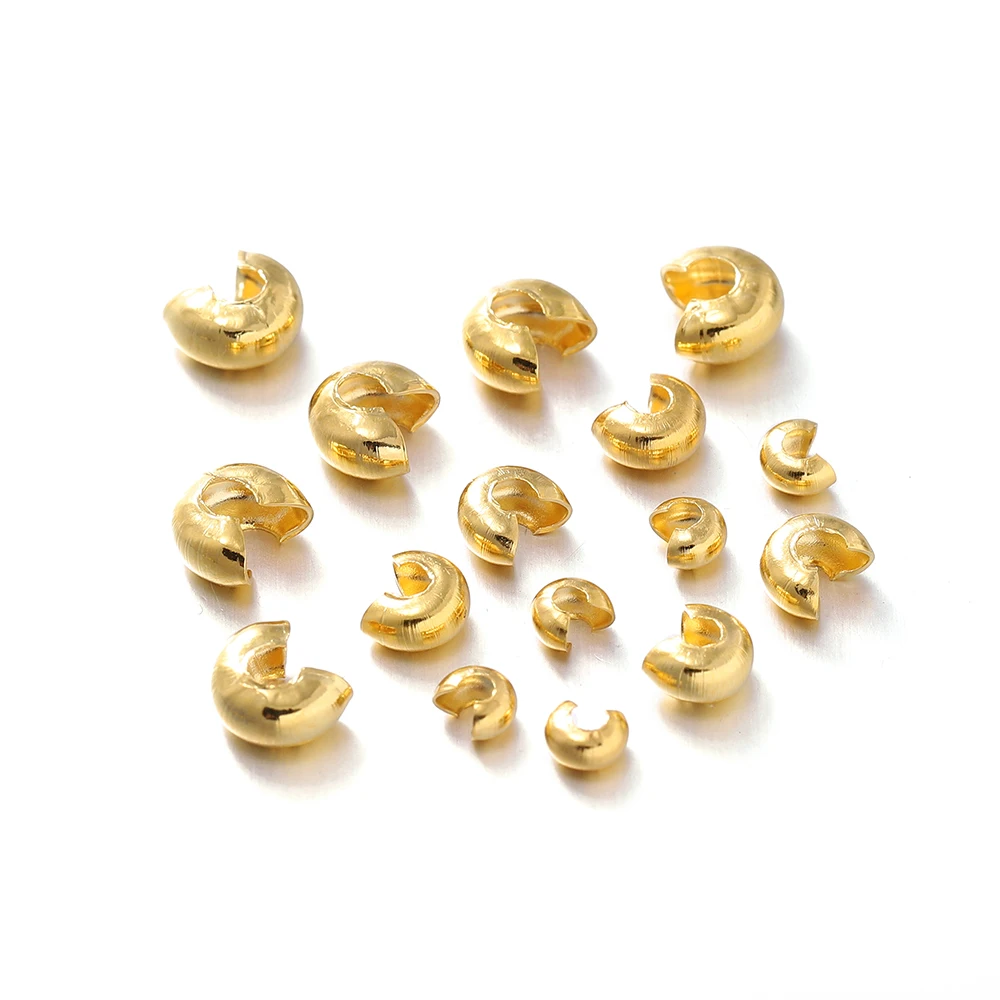 50Pcs/Lot 3/4/5mm Stainless Steel Cover Crimp Bead Spacer Stopper Crimps Beads for DIY Jewelry Making Findings Accessories