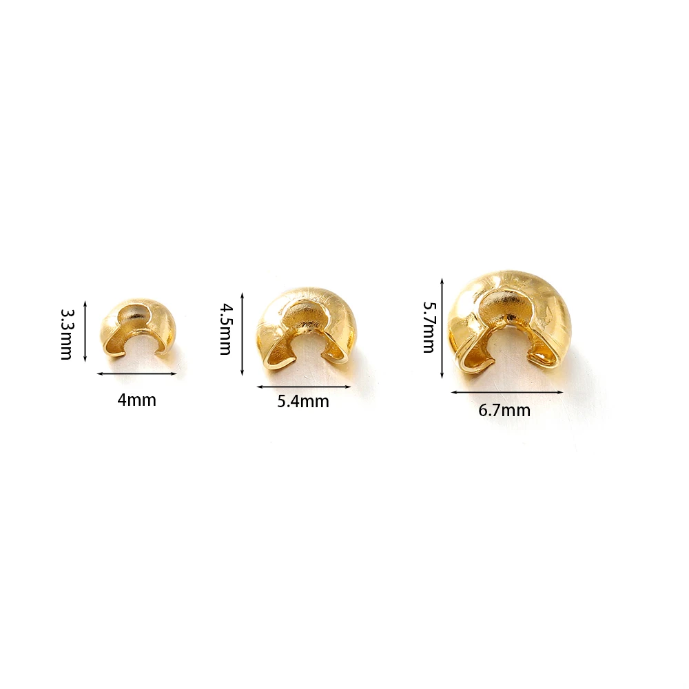 50Pcs/Lot 3/4/5mm Stainless Steel Cover Crimp Bead Spacer Stopper Crimps Beads for DIY Jewelry Making Findings Accessories