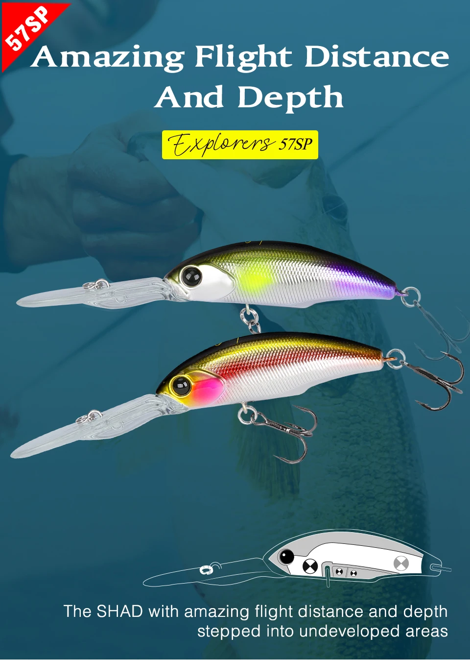 TSURINOYA 57sp Minnow Wobblers Pike Fishing Lure Artificial Bait Hard Swimbait 57mm 8.2g Crankbaits Professional Fishing Lures