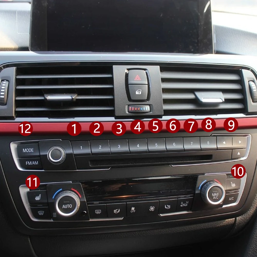 Car Front Dashboard Radio CD Player Digit Button Switch Buttons Cover Trim For BMW M3 M4 F20 F21 F22 F30 F32 F35 F34 F36
