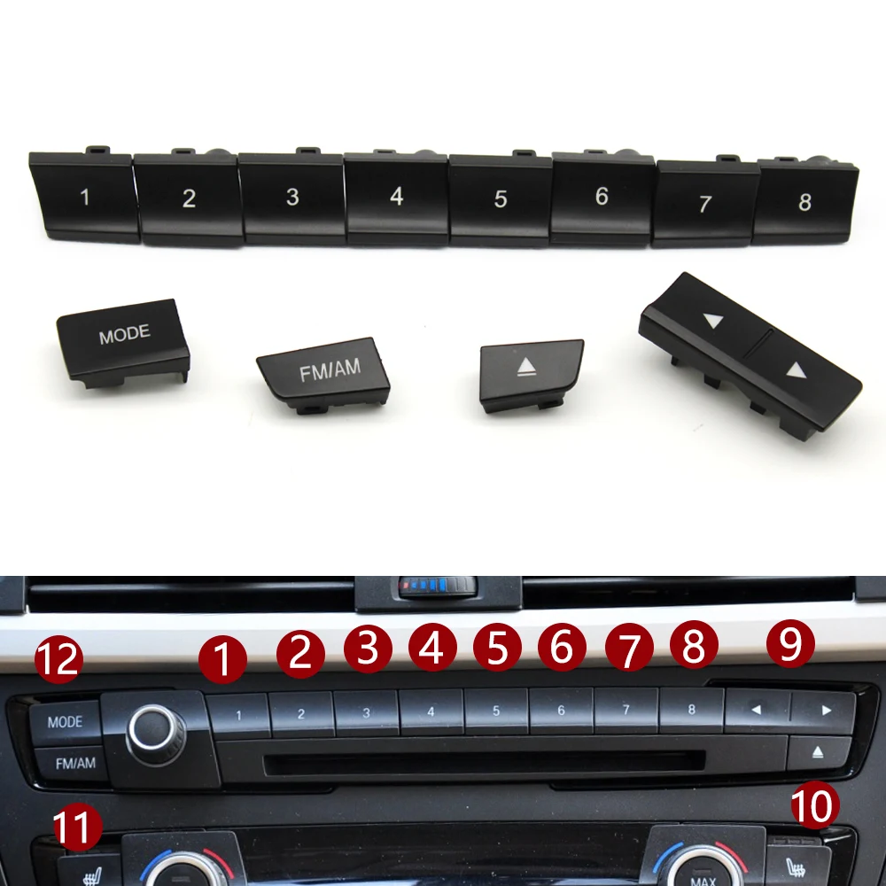 Car Front Dashboard Radio CD Player Digit Button Switch Buttons Cover Trim For BMW M3 M4 F20 F21 F22 F30 F32 F35 F34 F36