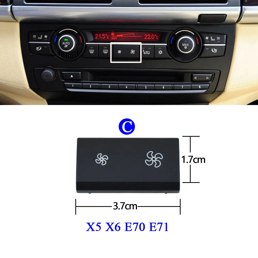 Car AC Heater Climate Fan Wind Volume Button Cover Caps For BMW 1 2 3 4 X1 X3 X5 X6 Series F20 F30 F35 F80 F25 F26 E70 E84 E90