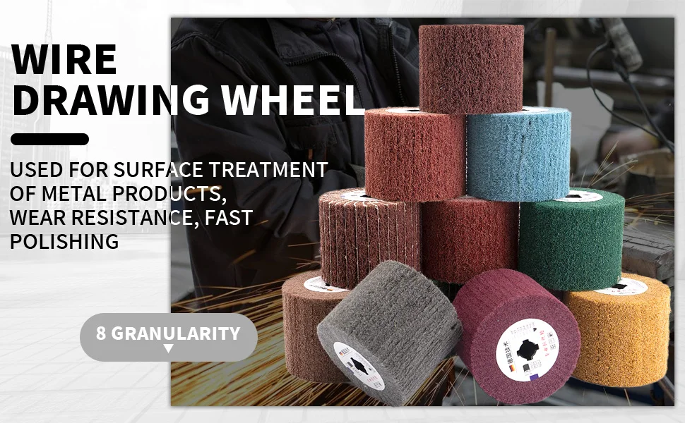 Non-Woven Nylon Flap Brush Satin Drawing Polishing Deburring Drum Wheel for Stainless Steel 100*120mm