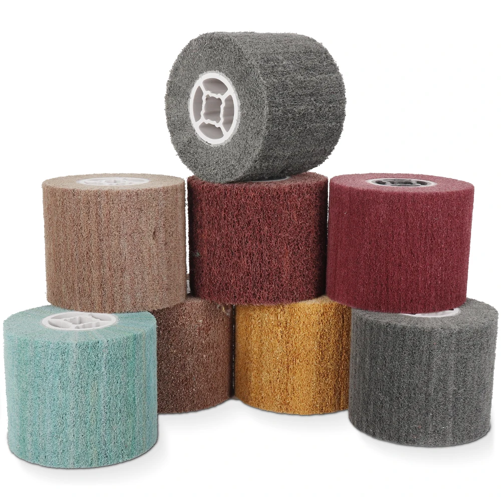 Non-Woven Nylon Flap Brush Satin Drawing Polishing Deburring Drum Wheel for Stainless Steel 100*120mm