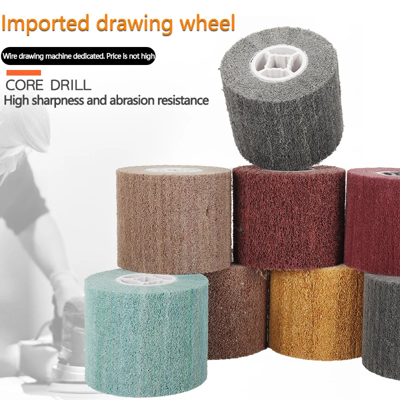 Non-Woven Nylon Flap Brush Satin Drawing Polishing Deburring Drum Wheel for Stainless Steel 100*120mm