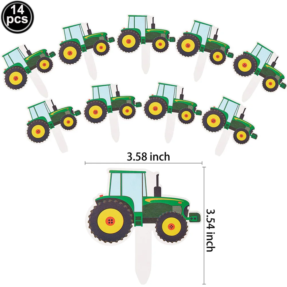 Green Tractor Birthday Banner Set Felt Tractor Garland Banner Farm Themed Birthday Party Supplies Decorations