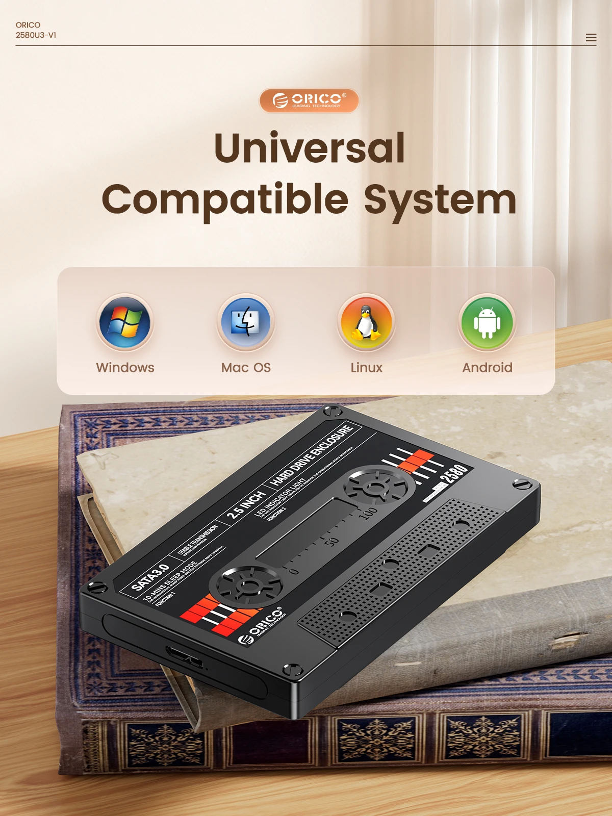 ORICO 2.5'' HDD Enclosure SATA to USB3.0 External Hard Drive Case 5Gbps / 6Gbps Type-C HDD Case With DIY Sticker