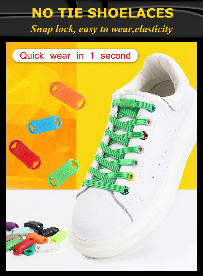 2022 No Tie Shoe laces Elastic Laces Sneakers Flat Shoelaces without ties Kids Adult Quick Shoe lace Rubber Bands for Shoes
