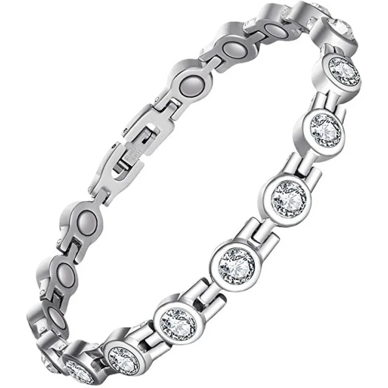 Healthy Therapy Energy Hologram Germanium Bracelets Magnetic Crystal Bracelets Bangles for Women Rhinestone Jewelry Accessories